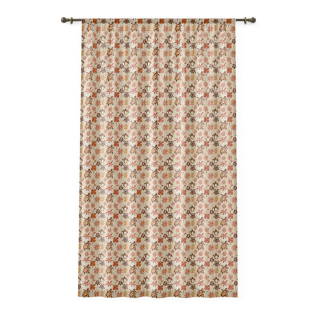 Brown and Orange Sea Turtle Tiki Pattern Window Curtain