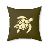 Dark Moss Green Sea Turtle Pillow, Faux Suede Pillow - 4 sizes