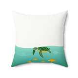 Blue Sea Turtle Pillow, Faux Suede Pillow - 4 sizes