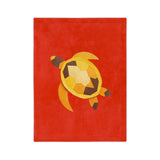 Red and Yellow Color Cut Sea Turtle-Themed Velveteen Microfiber Blanket - 3 Sizes
