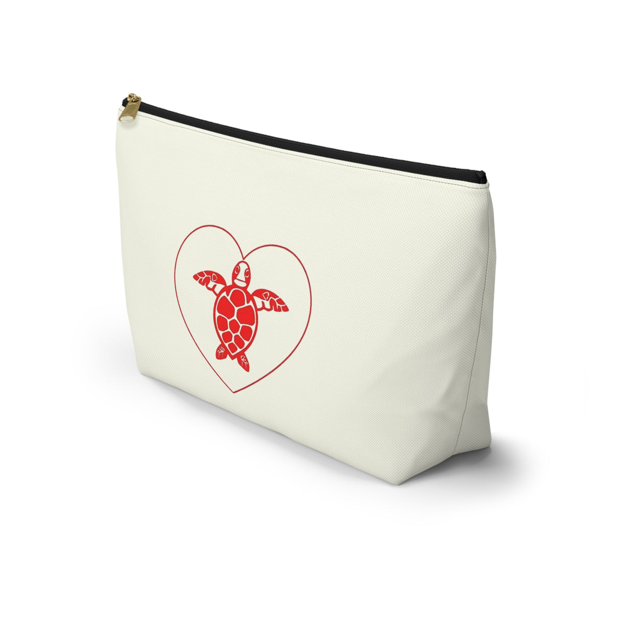 Red Heart Sea Turtle Print Accessory Pouch