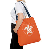 Orange Sea Turtle Heart Tote Bag - 3 sizes