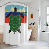 Mod Art Print Sea Turtle Shower Curtains - Coastal Bathroom Decor