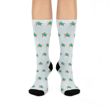Light Blue Sea Turtle Cushioned Crew Socks