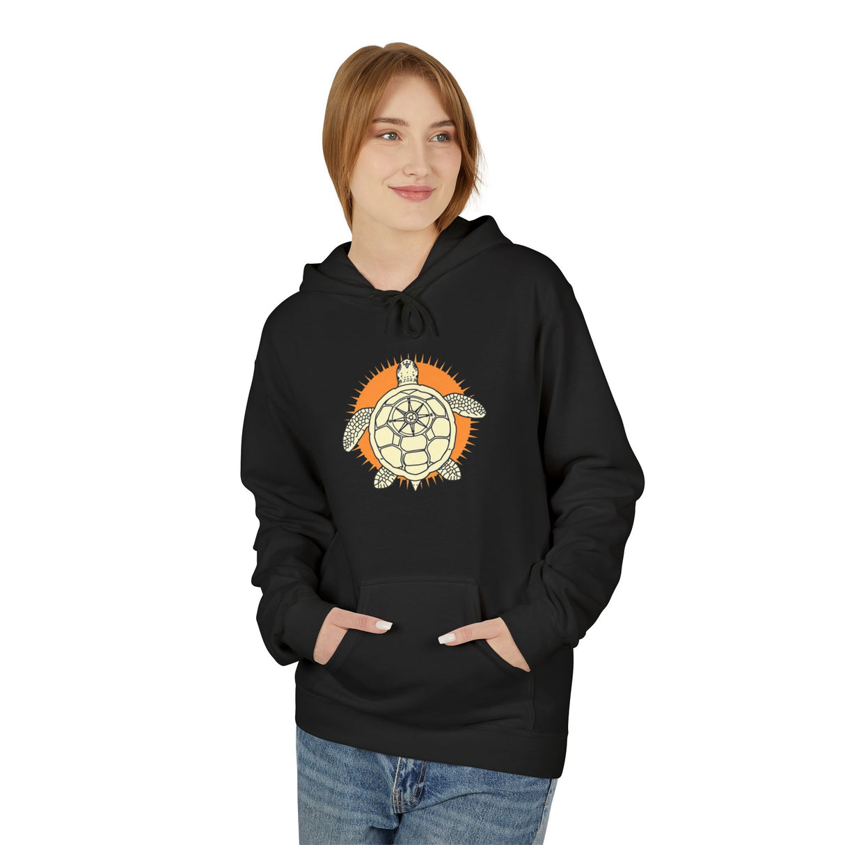 White and Orange Comic Book Art Sea Turtle Hoodie - 5 Colors