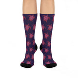 Purple Sea Turtle Cushioned Crew Socks