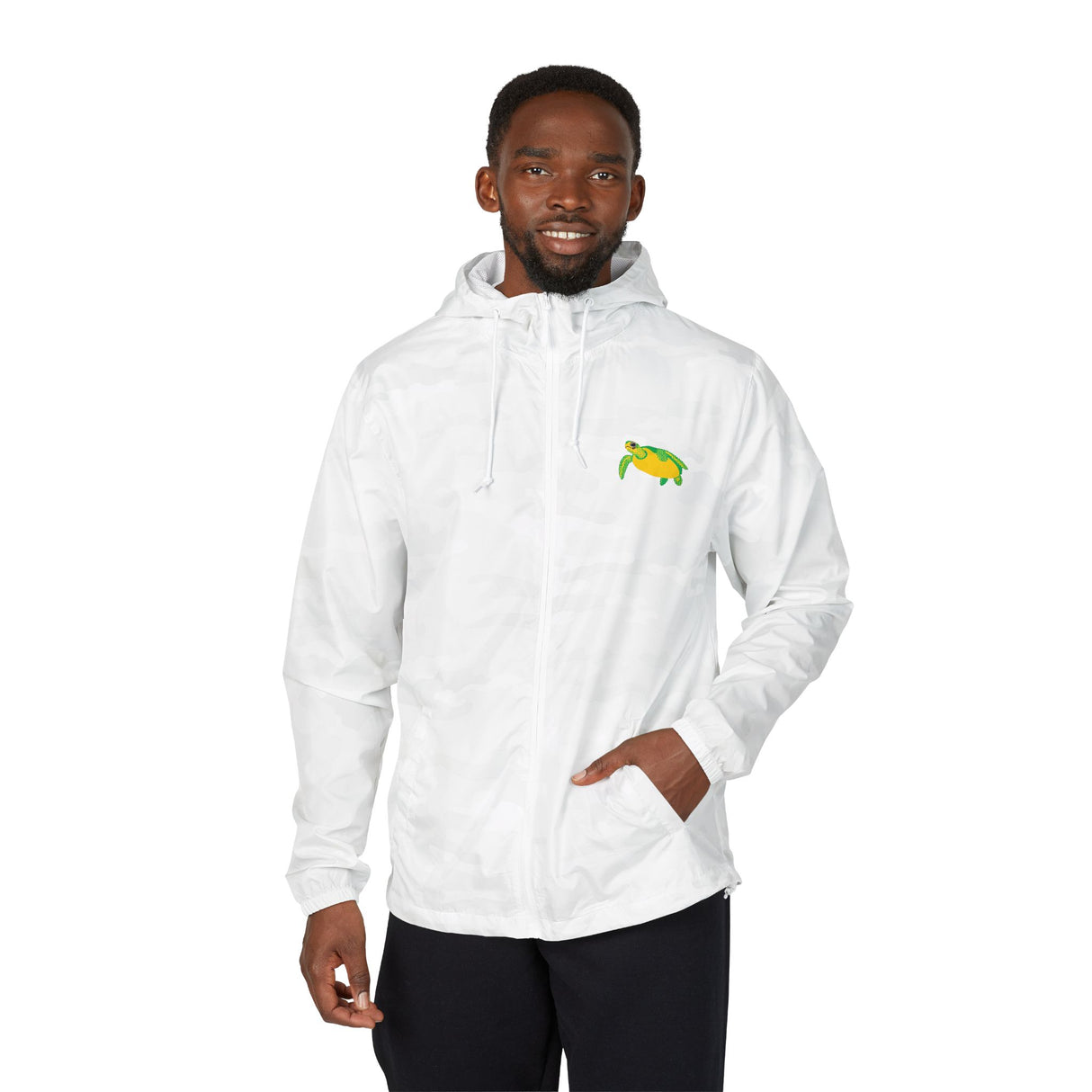 Colorful Halftone Sea Turtle Icon Unisex Full-Zip Windbreaker Jacket - 3 colors