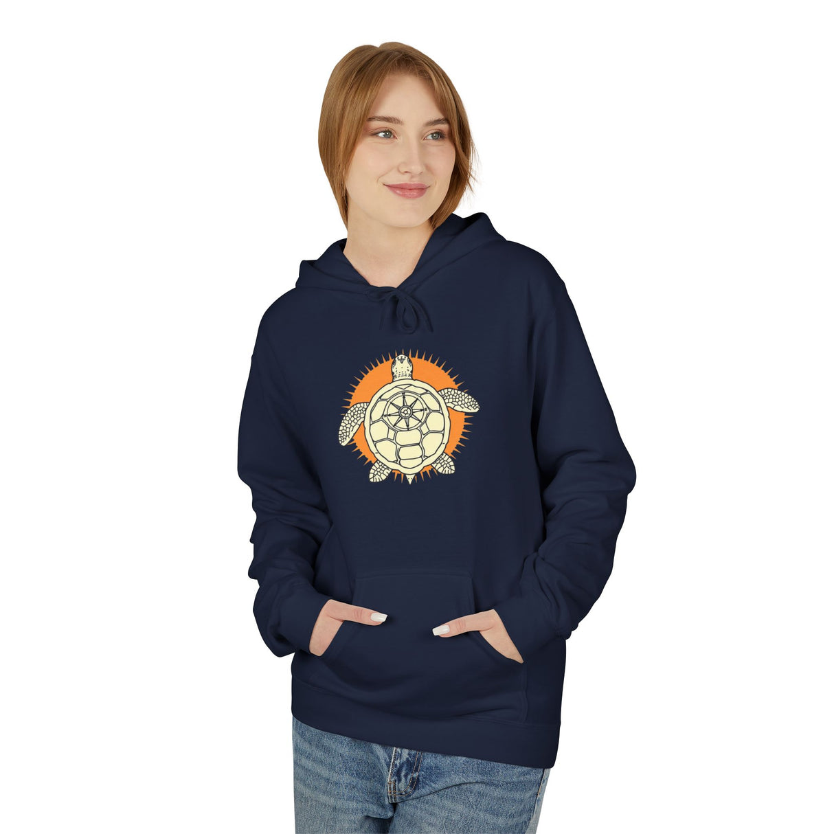 White and Orange Comic Book Art Sea Turtle Hoodie - 5 Colors