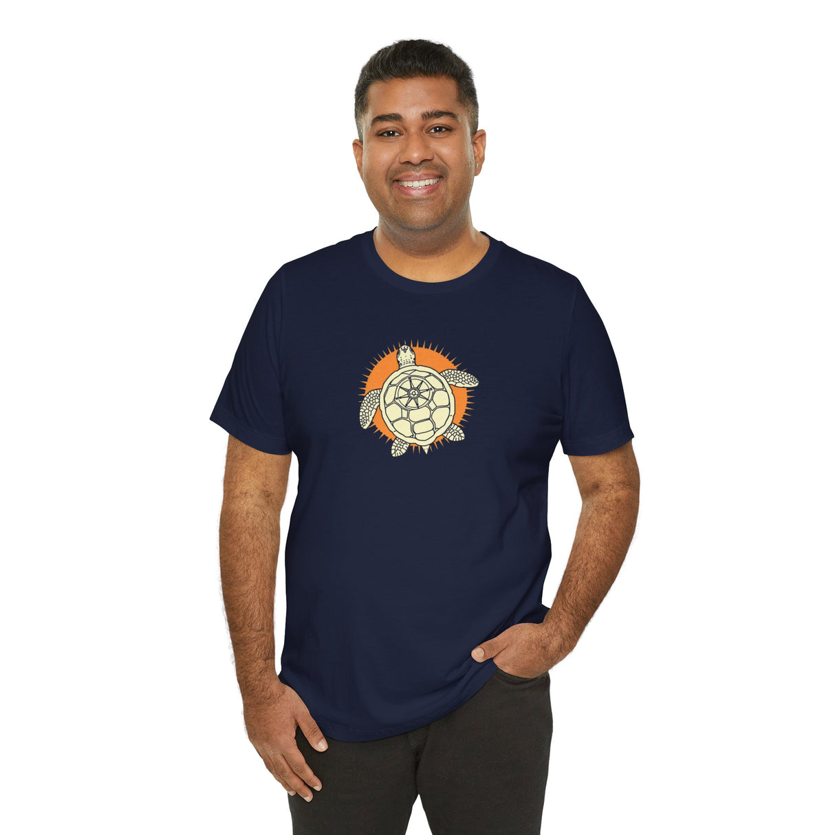 Orange and White Compass Sea Turtle Illustration Tee - 6 colors