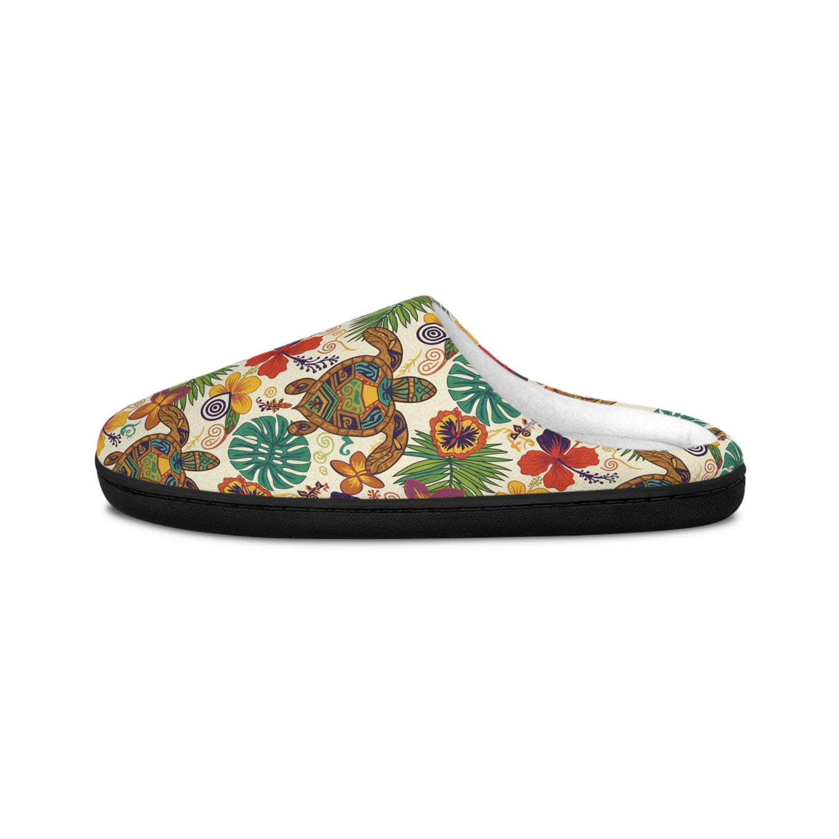 Mens Tropical Print SeaTurtle Heart Slippers