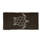 Dark Brown Intricate Sea Turtle Beach Towel