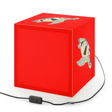 Red Collage Sea Turtle Geometric Light Cube Lamp