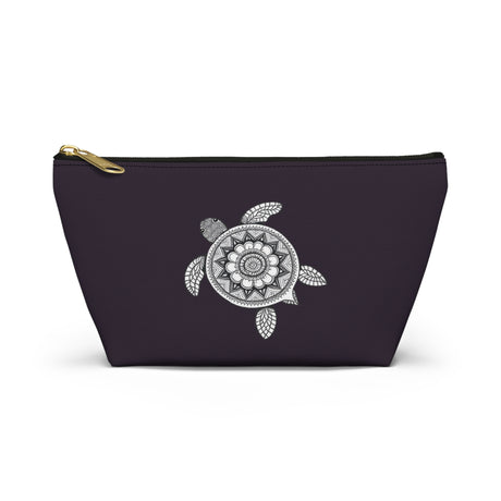 Dark Purple Mandala Sea Turtle Print Accessory Pouch