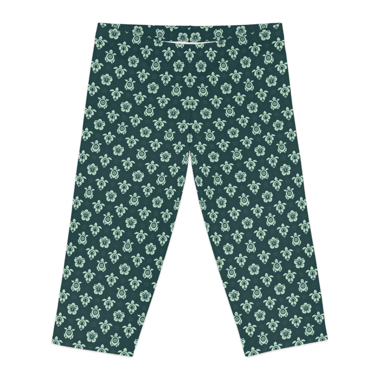 Dark Teal Sea Turtle Capri Leggings