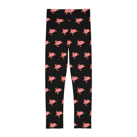 Kids Black and Pink Sea Turtle Leggings - Comfortable, Fun Clothing for Playtime, Gifts for Birthdays, Christmas, Everyday Wear, Toddler Fashion