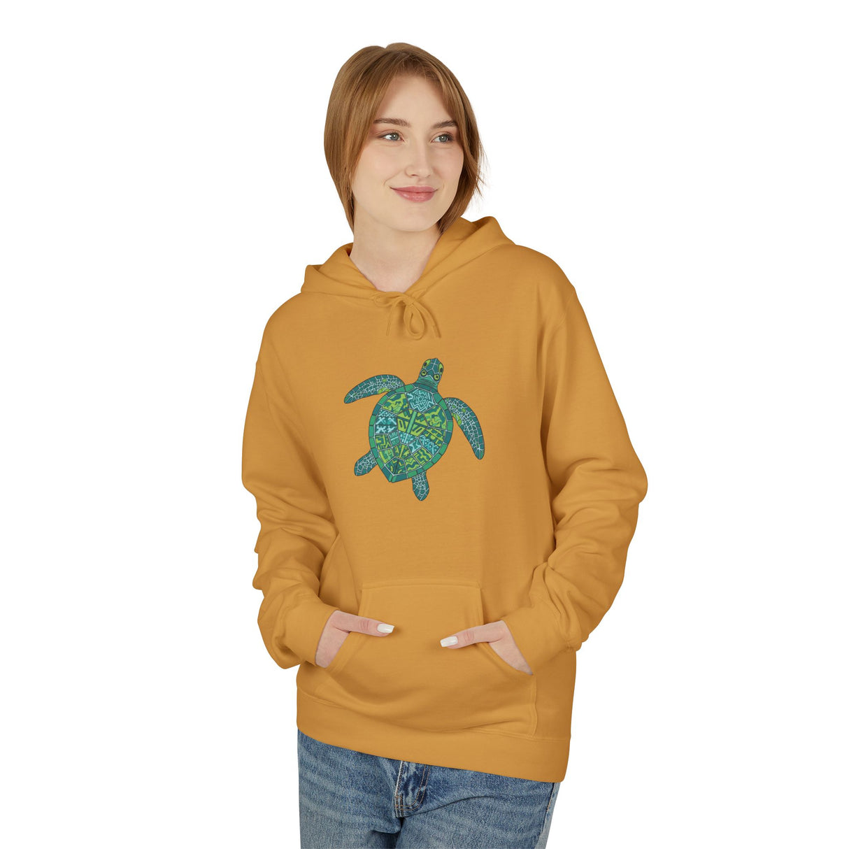Teal Tribal Sea Turtle Hoodie -  Sea Turtle Sweatshirt - 6 Colors