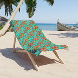 Colorful Teal Boho Art Sea Turtle Beach Towel