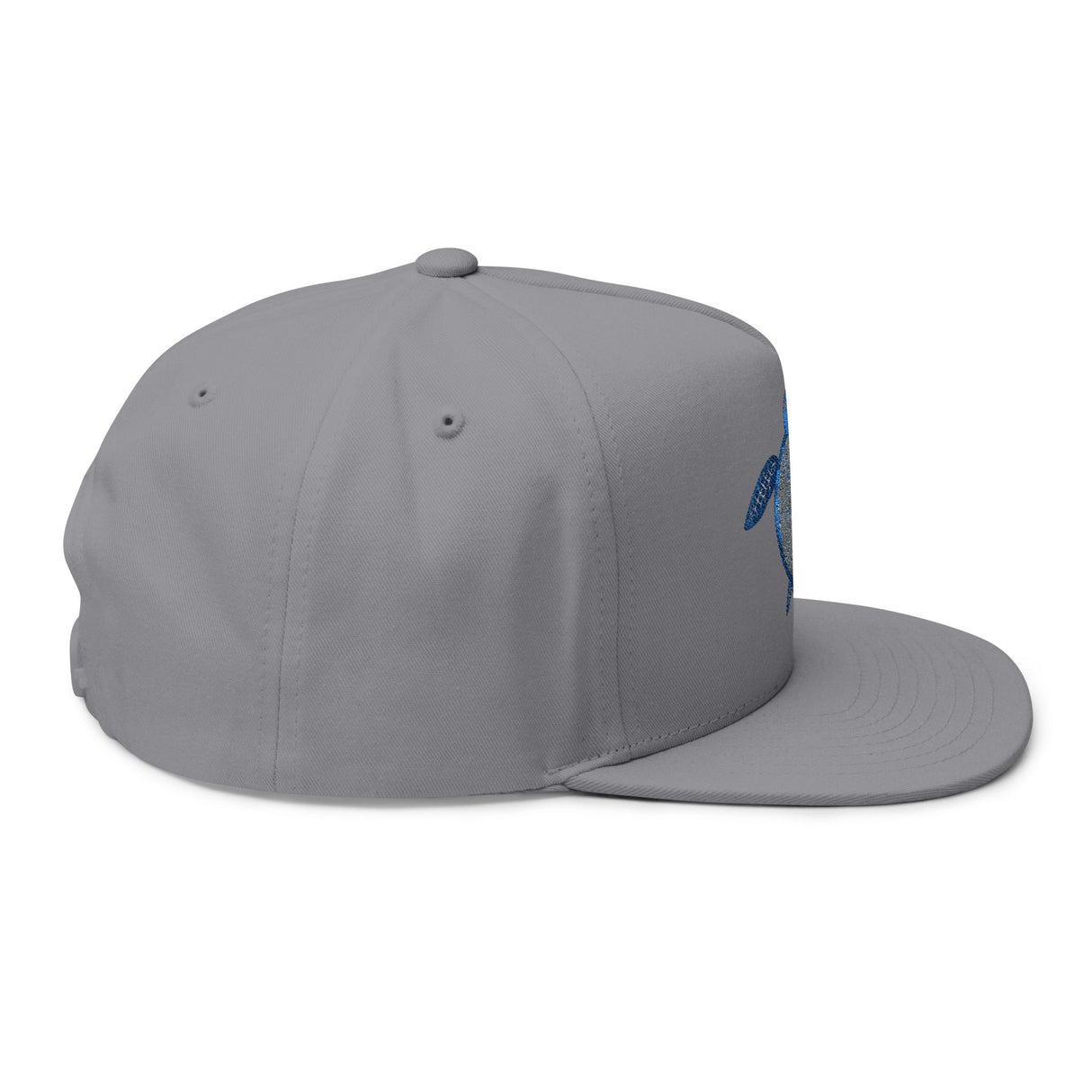 Blue Sea Turtle Profile Embroidered Flat Bill Cap