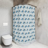 blue Stained Glass Style Sea Turtle Shower Curtains - Coastal Bathroom Decor