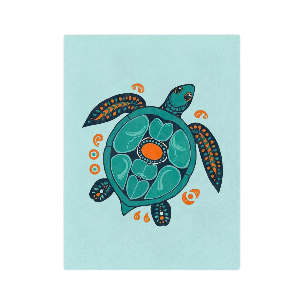 Blue Turtle-Themed Velveteen Microfiber Blanket - Great for living rooms, bedroom or the beach - 3 Sizes