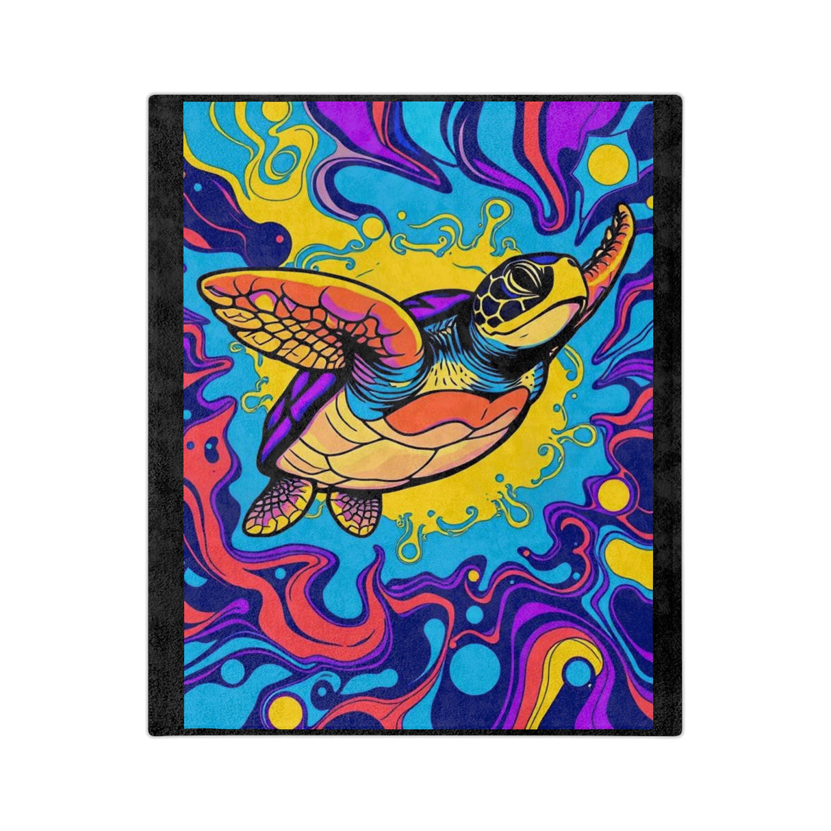 Colorful Sea Turtle-Themed Velveteen Microfiber Blanket - 3 Sizes