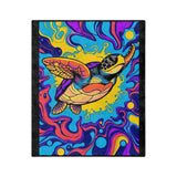 Colorful Sea Turtle-Themed Velveteen Microfiber Blanket - 3 Sizes