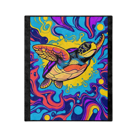 Colorful Sea Turtle-Themed Velveteen Microfiber Blanket - 3 Sizes