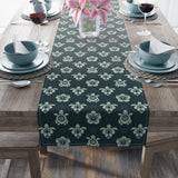 Dark Teal Sea Turtle and Floral Print Table Runner