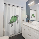 Halftone Sea Turtle Shower Curtains - Coastal Bathroom Decor