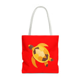 Red and Gold Collage Print Sea Turtle Tote Bag - 3 sizes