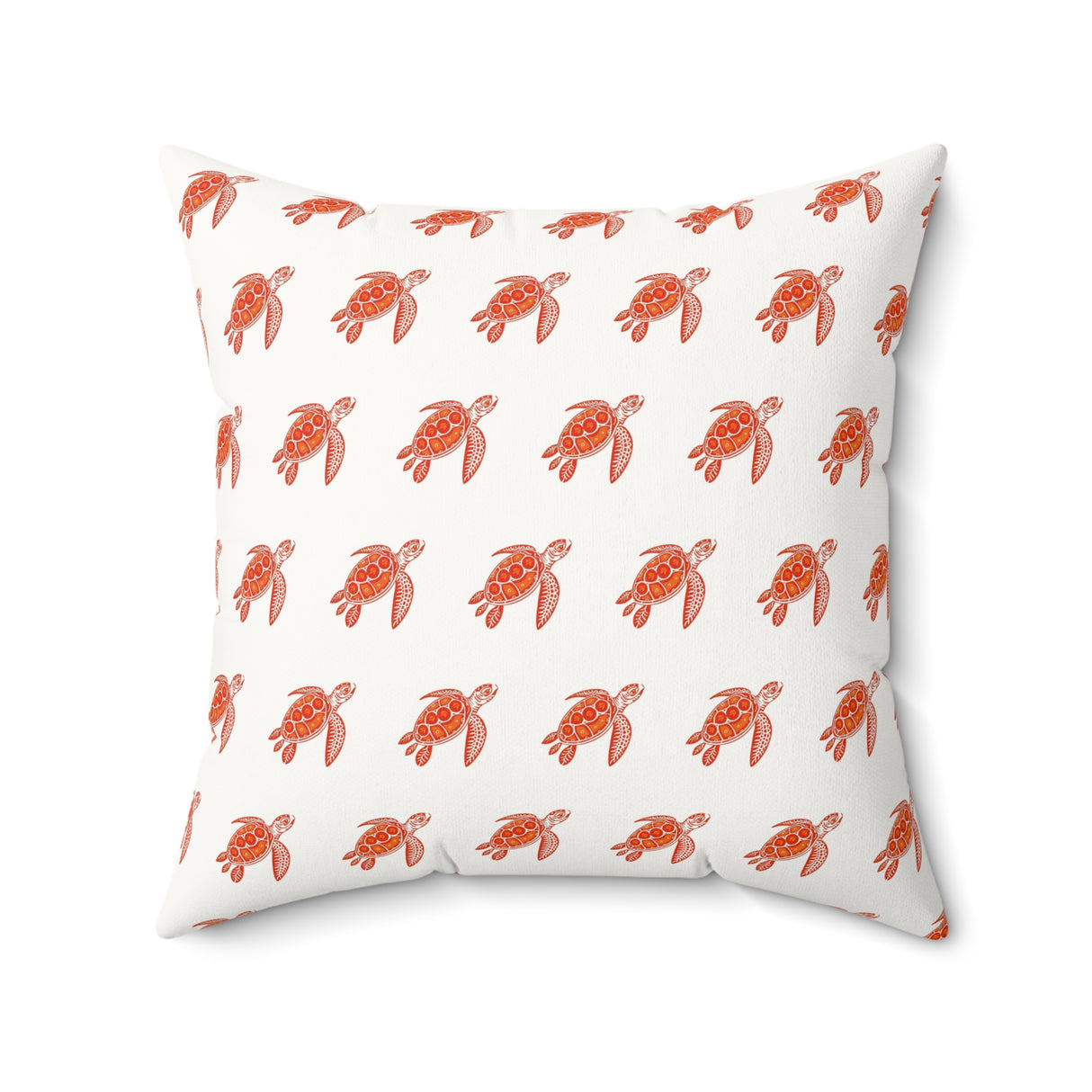 Red Turtle Pattern Faux Suede Pillow, Coastal Home Decor, Boho Accent Cushion, Beach House Accent, Sea Turtle Decor