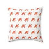 Red Turtle Pattern Faux Suede Pillow, Coastal Home Decor, Boho Accent Cushion, Beach House Accent, Sea Turtle Decor