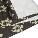 Dark Brown Sea Turtle and Floral Print Table Runner