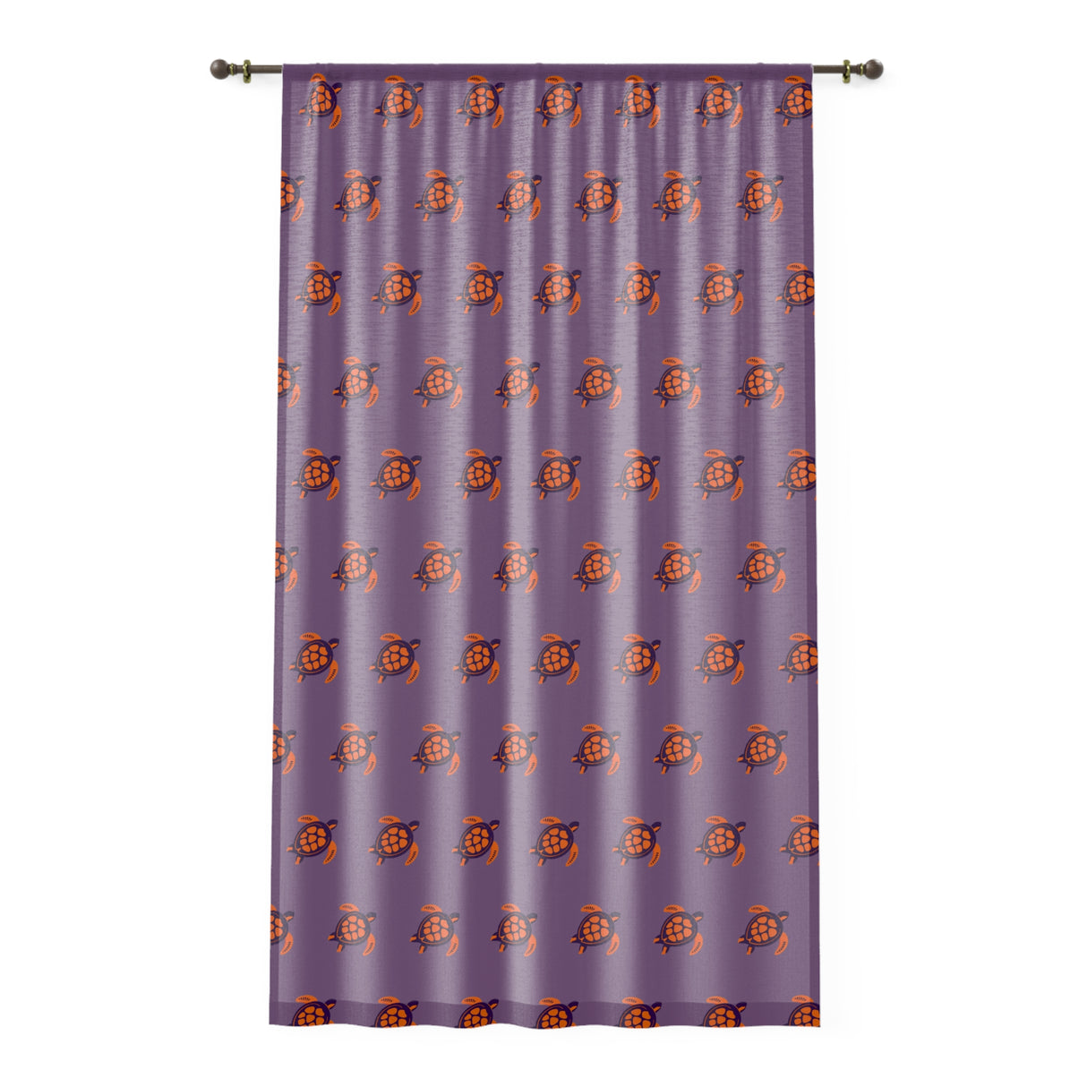 Purple and Orange Sea Turtle Tropical Pattern Window Curtain