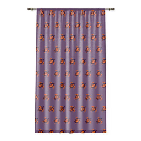Purple and Orange Sea Turtle Tropical Pattern Window Curtain