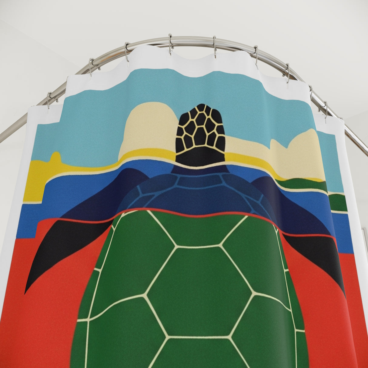 Mod Art Print Sea Turtle Shower Curtains - Coastal Bathroom Decor