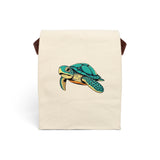 Teal Cartoon Sea Turtle Lunch Bag - Reusable Canvas Lunch Bag