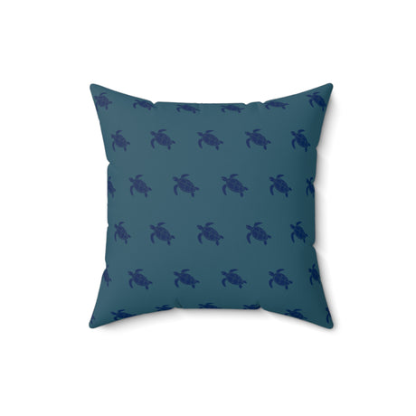 Monochrome Blue Sea Turtle Pillow, Faux Suede Pillow - 4 sizes
