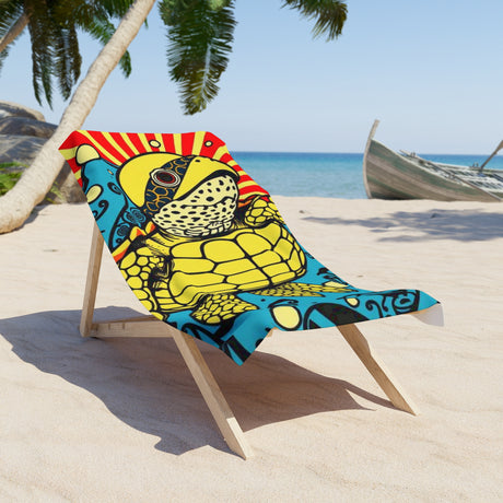 Sunny Cartoon Sea Turtle Beach Towel