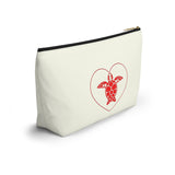 Red Heart Sea Turtle Print Accessory Pouch