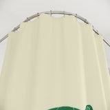 Green and Off White Swimming Sea Turtle Shower Curtains - Coastal Bathroom Decor
