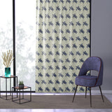 Dark Blue and Off White Sea Turtle Pattern Window Curtain