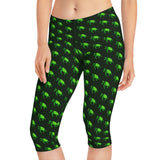 Dark Green Sea Turtle Capri Leggings