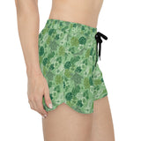 Retro Green Tropical Sea Turtle Print Womens Shorts