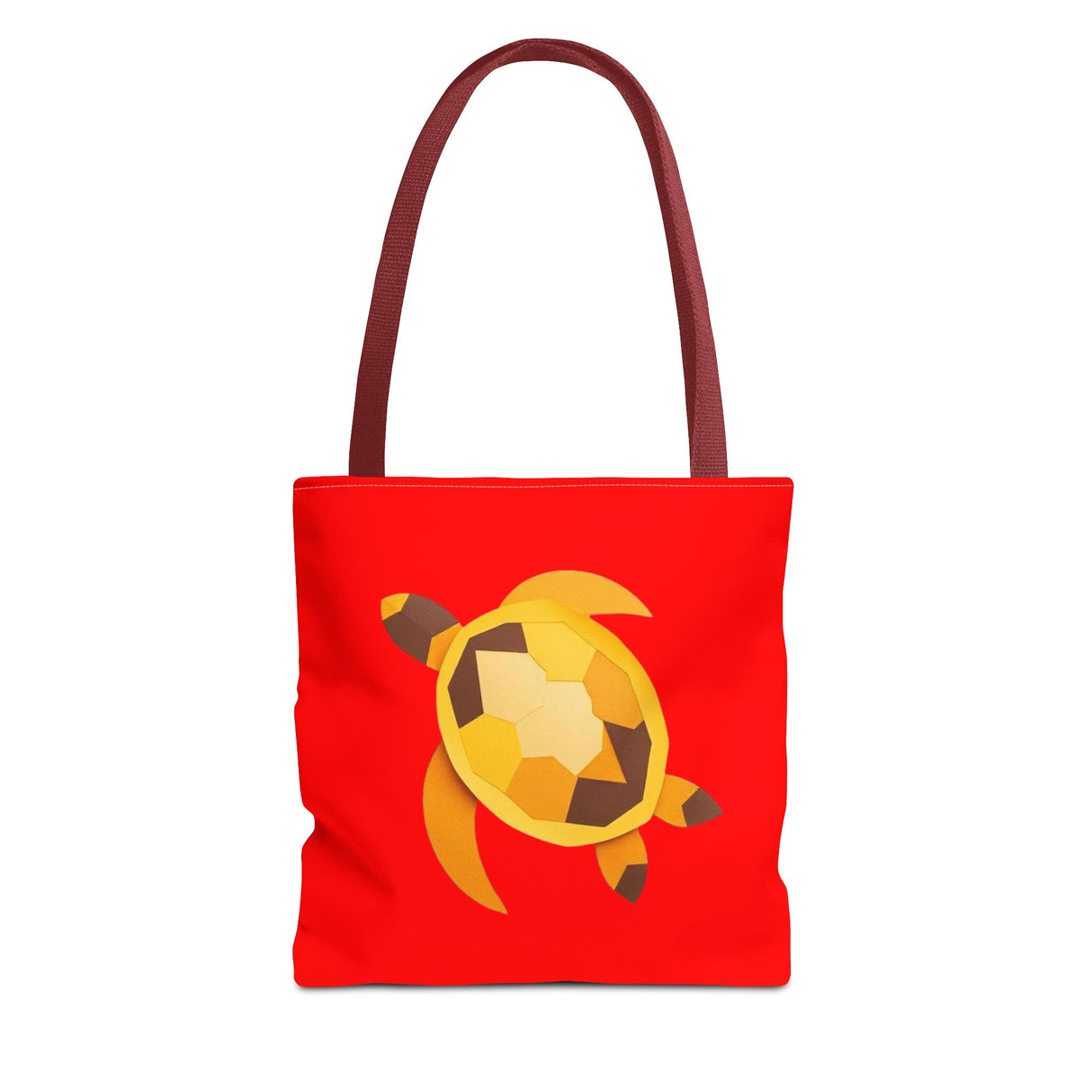Red and Gold Collage Print Sea Turtle Tote Bag - 3 sizes