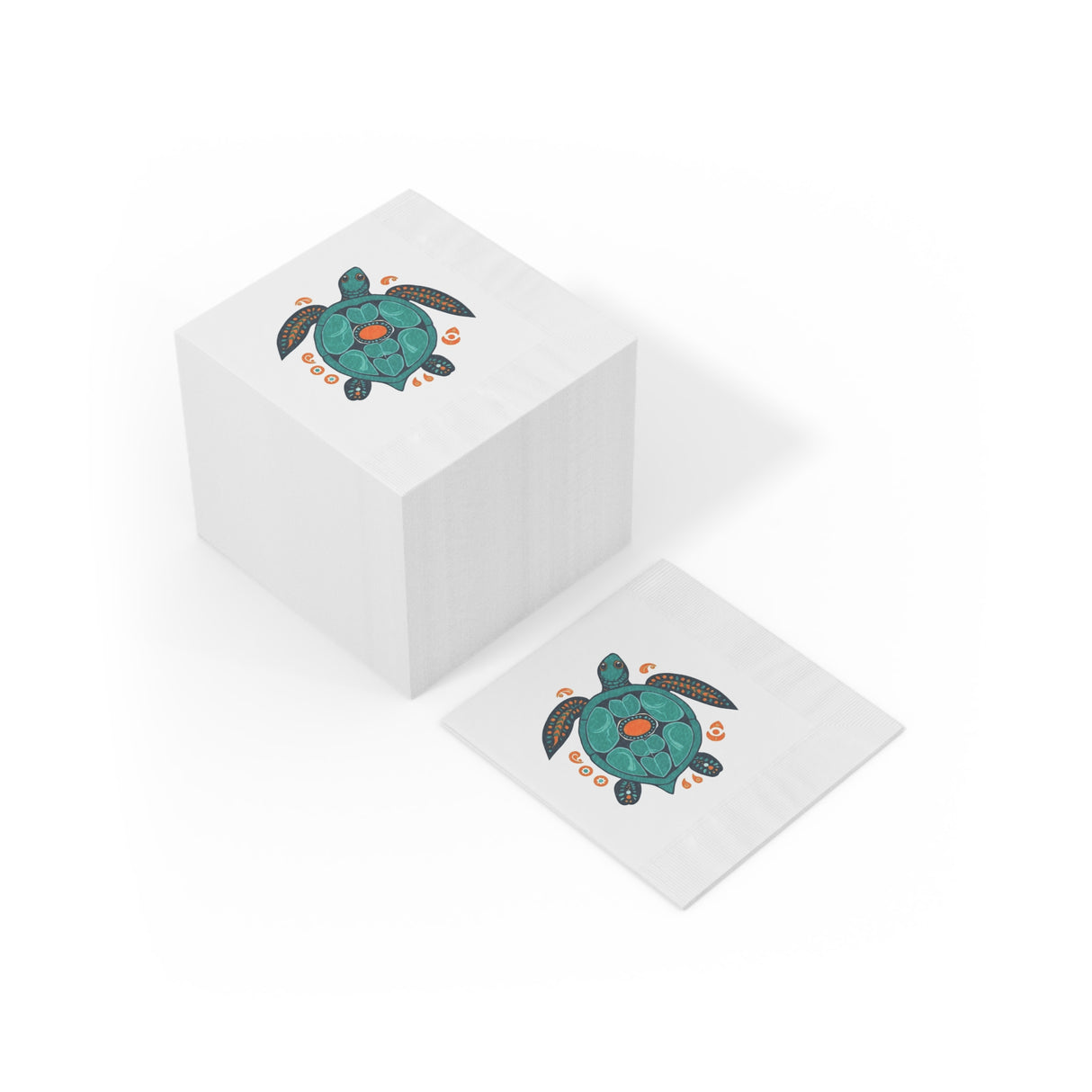 Blue Boho Tropical SeaTurtle-Themed Cocktail Napkins