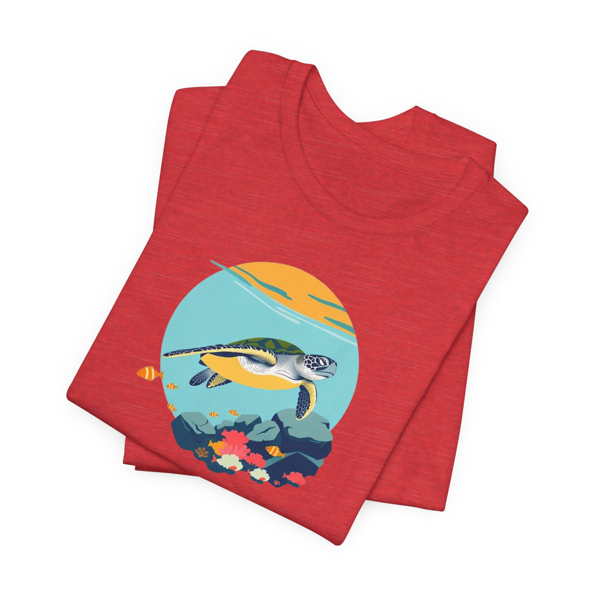 Sea Turtle At Sea Circle Design Unisex Jersey Short Sleeve Tee, Great Gift For Sea Turtle Lovers, Sea Turtle Shirt