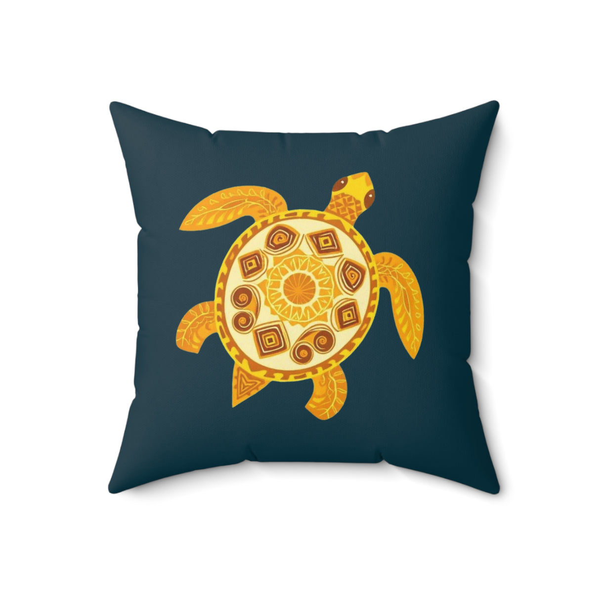 Gold and Dark Blue Sea Turtle Pillow, Faux Suede Pillow - 4 sizes