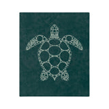 Dark Teal Sea Turtle-Themed Velveteen Microfiber Blanket - 3 Sizes