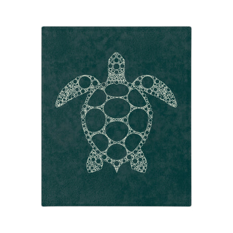 Dark Teal Sea Turtle-Themed Velveteen Microfiber Blanket - 3 Sizes